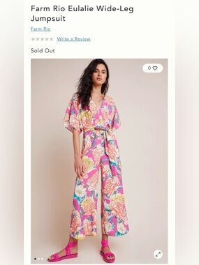 Farm Rio Pink Floral Eulalie Wide-Leg Jumpsuit